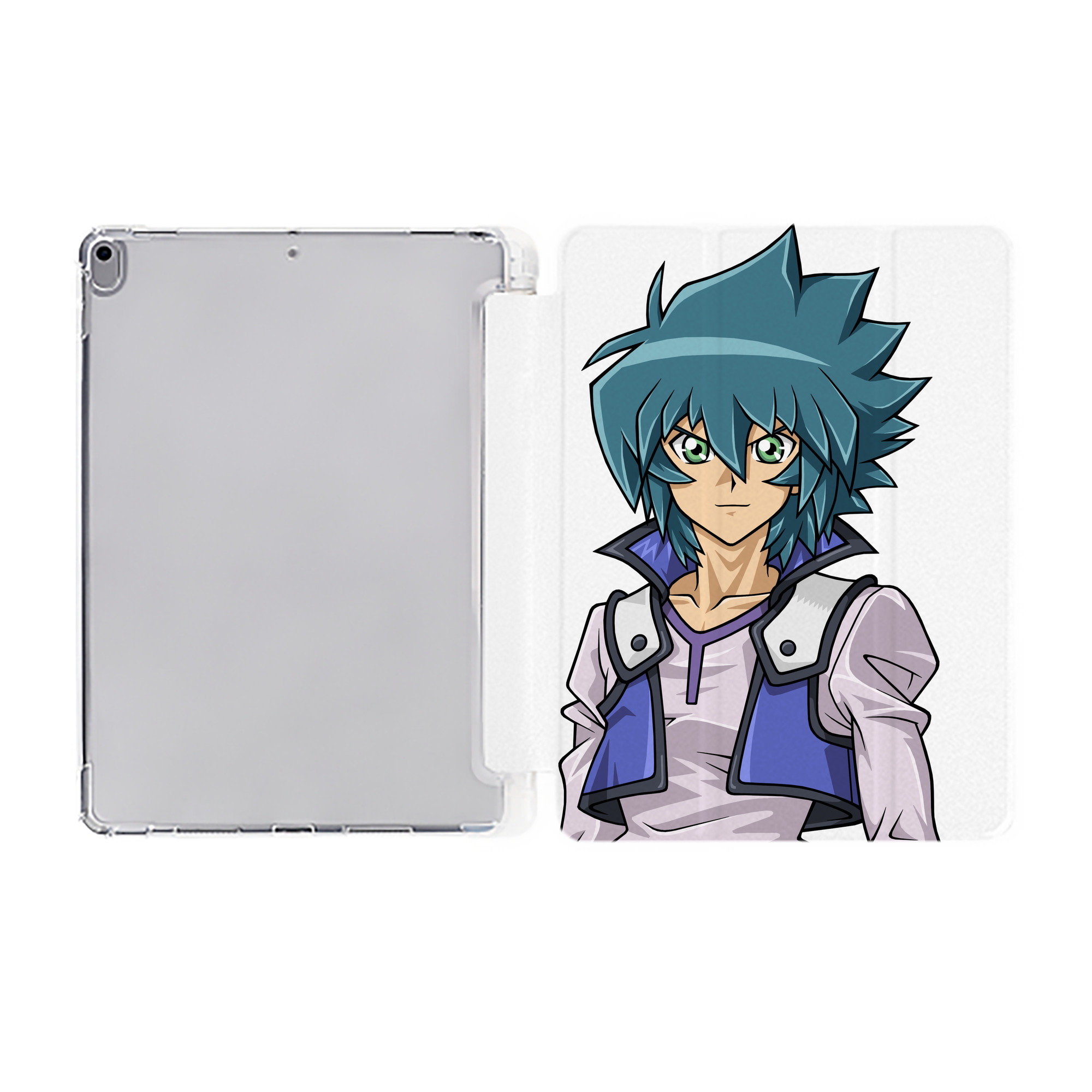 （画像用） 遊☆戯☆王 Yu-Gi-Oh! IPad ケース ペン収納付き 三つ折りスタンド PUレザー×シリコン 対応機種9.5/10.5/10.9インチ